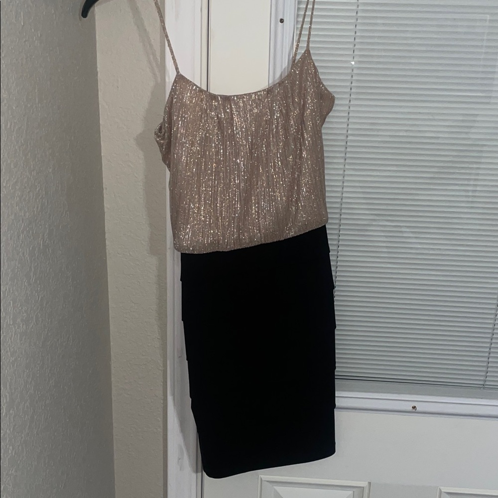 Glittering Gold and Black Mini cocktail Dress